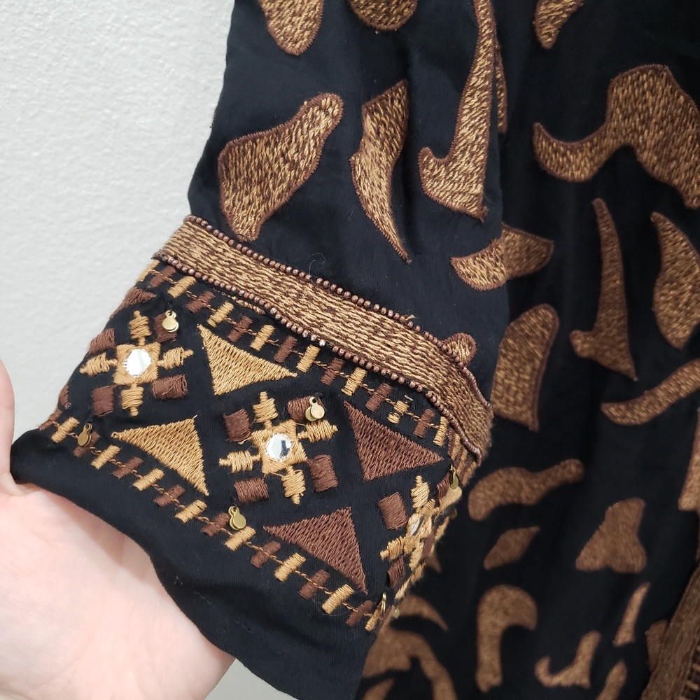Soft Surroundings Anantara Black Embroidered Shift Dress Size Medium NWT - Picture 8 of 12